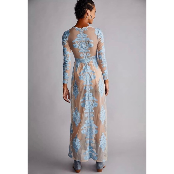 For Love & Lemons Blue Lace Maxi Dress NWT - Picture 3 of 8